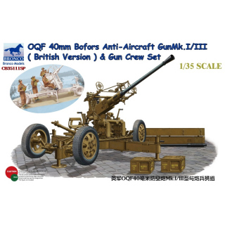 OQF 40mm Bofors Anti-Aircraft Gun Mk.I/III (British Version) & Gun Crew Set - Bronco 1/35