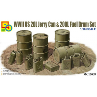 WWII US 20L Jerry Can & 200L Fuel Drum Set - Classy Hobby 1/16