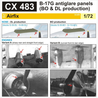 B-17G Antiglare Panels (BO & DL Production) - 1/72