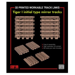 3D-Printed Workable Track Links for Tiger I initial Type Mirror Tracks - Rye Field Model 1/35