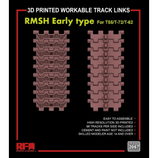 3D-Printed Workable Track Links RMSH early Type for T-55/T-72/T-62 - Rye Field Model 1/35