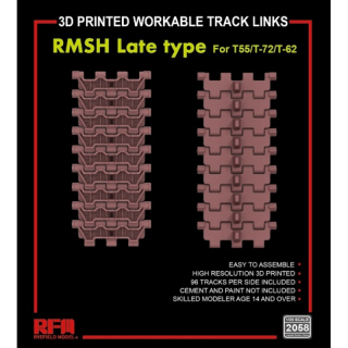 3D-Printed Workable Track Links RMSH late Type for T-55/T-72/T-62 - Rye Field Model 1/35
